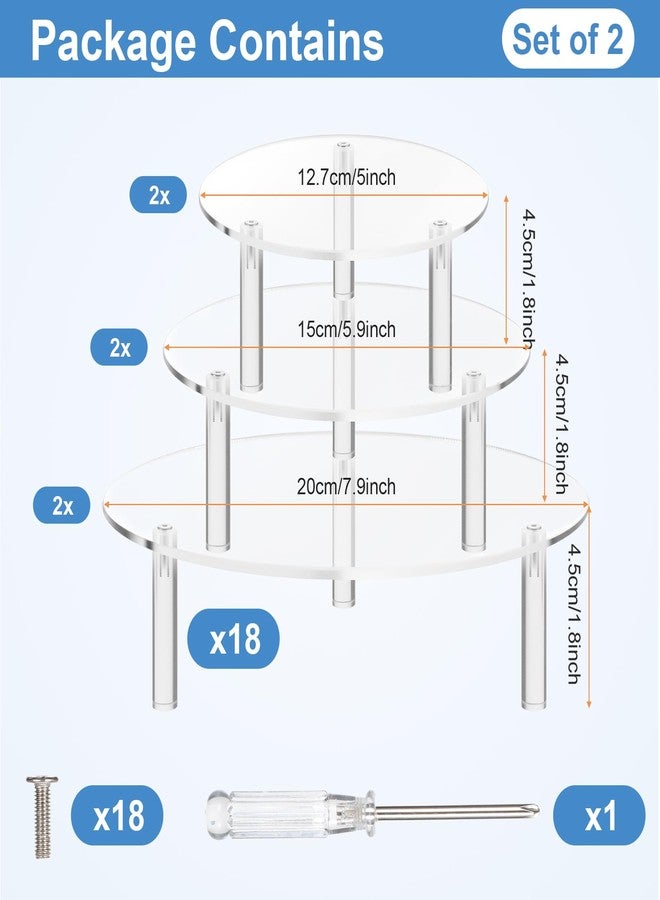 AojSup 6 Pcs Clear Acrylic Risers Display Stands, Round Transparent Acrylic Risers for Display with 3 Sizes (5"/5.9"/7.9" Diameter) for Cake, Jewelry, Collectibles, Cupcakes, Figures, Home Decor - Image 2